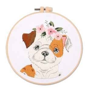 Cute Floral Puppy Cross stitch kit